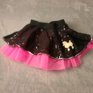 Poodle Sequin Tutu Skirt Girls Medium Black Pink Party Dance Costume Sparkle